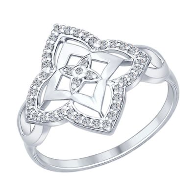Серебряное кольцо с фианитами «Узор»