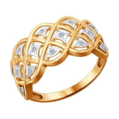 Кольцо из золота с бриллиантами «Переплетение»