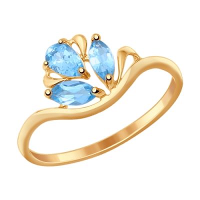 Золотое кольцо с топазами в форме цветка