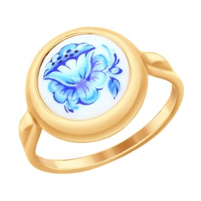 Кольцо из золота с финифтью «Цветок»