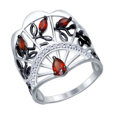 Серебряное кольцо «Гранат»