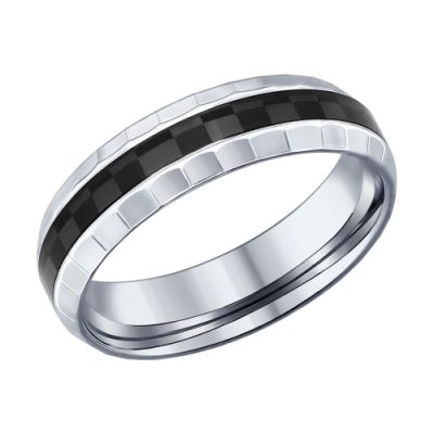 Серебряное кольцо с родированием и алмазной огранкой