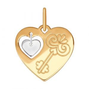 Подвеска из комбинированного золота «Ключ к сердцу»
