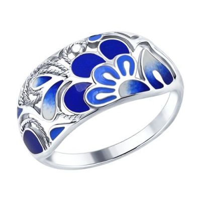 Кольцо из серебра с синей эмалью