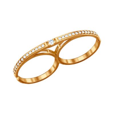 Серебряное кольцо на два пальца «Fashion»