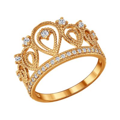 Кольцо «Корона» из золочёного серебра