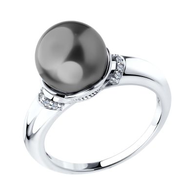 Серебряное кольцо с жемчугом Swarovski