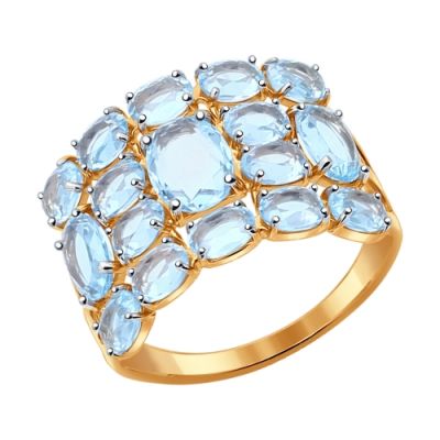 Золотое кольцо с топазами овальной формы