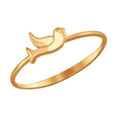 Кольцо из красного золота «Птичка»