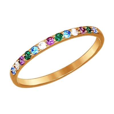 Золотое кольцо с дорожкой ярких фианитов