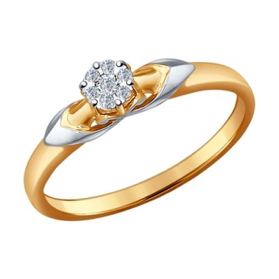 Помолвочное кольцо из белого и красного золота с бриллиантами