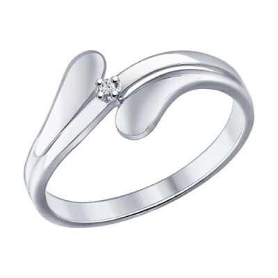 Серебряное кольцо «Нежность» с бриллиантом