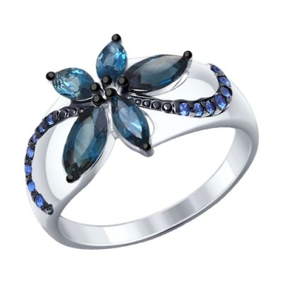 Серебряное кольцо «Цветок» с топазами и фианитами
