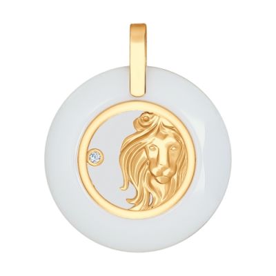 Золотая подвеска «Лев» с керамикой
