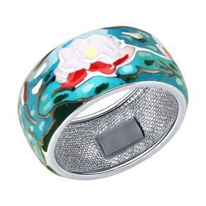 Серебряное кольцо с эмалью «Водяная лилия»